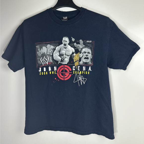 WWE 2007 John Cena Championship Graphic Black T-Shirt Hybrid Junior Size Large - Picture 2 of 11
